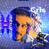 a picture of a man and a microphone with the name cris on it