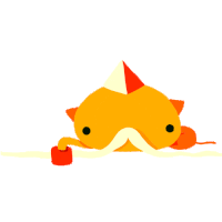 a cartoon drawing of a fish with a party hat on its head