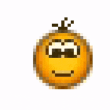 a pixel art smiley face with a crown on top of it