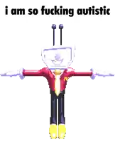 a pixel art of a person with the words " i am so fucking autistic " above them
