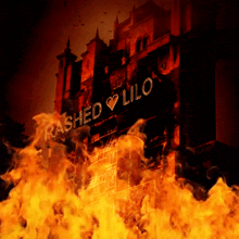a burning building that says rashed lilo on it