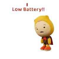 a stuffed animal laying on the ground with the words low battery written above it