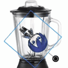a blender with a picture of a robot inside of it