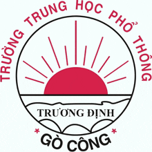 a logo for truong trung hoc pho that has a red sun in the center