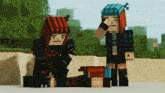 two minecraft characters standing next to each other