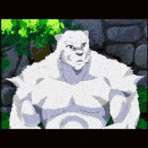 a cartoon drawing of a polar bear with a serious look on his face