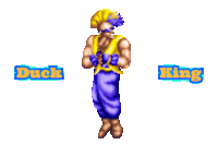 a video game character named duck king is standing in front of a white background