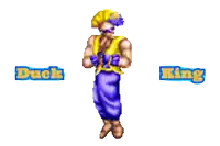 a video game character named duck king is standing in front of a white background