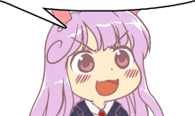 a drawing of a girl with purple hair and a cat ear
