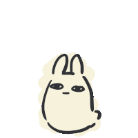 a black and white drawing of a rabbit with a face and ears