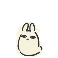 a black and white drawing of a rabbit with a face and ears