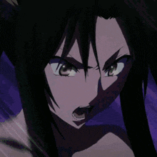 a close up of a person 's face with purple eyes