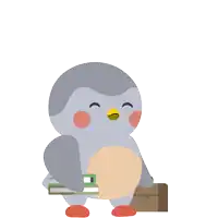 an illustration of a penguin holding books and the words " your files " above him