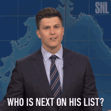 Who Is Next On His List Colin Jost GIF - Who Is Next On His List Colin Jost Saturday Night Live GIFs