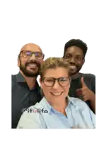 a group of people posing for a picture with the word citilife visible