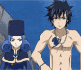 a boy and a girl are standing next to each other in a cartoon