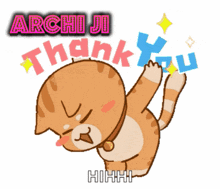 a cartoon cat with the words archiji thank you