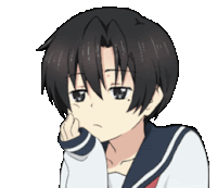 a cartoon character with black hair and a white shirt