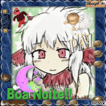 a picture of a girl with the words boa noite written on the bottom