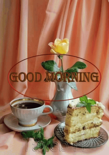 GOOD MORNING!, cake, coffee, good, quote, morning, HD wallpaper | Peakpx
