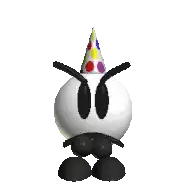 a cartoon character wearing a party hat is angry