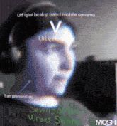a blurred image of a man with headphones and the words seviliyorsin wroxy santo at the bottom