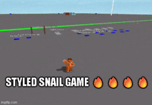 a screenshot of a styled snail game with fire drops