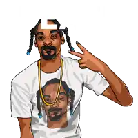 a cartoon of snoop dogg wearing a white shirt