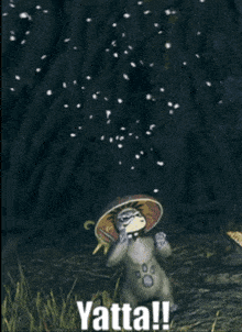 a picture of a mushroom with the words yatta written on it