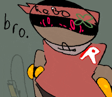 a drawing of a person with the word bro on the bottom right