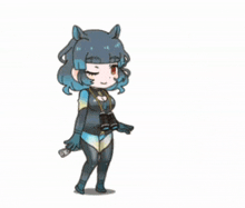 a cartoon of a girl holding binoculars in front of a red target