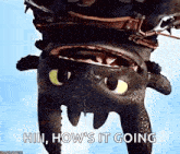 toothless from how to train your dragon is flying through the air with his mouth open .