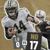 a football player with the number 14 on his jersey is running with a ball