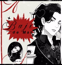 a black and white drawing of a man with the name baju de mati on it