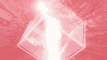 a red background with a cube in the middle of it