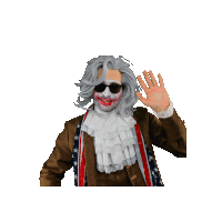 a man dressed as abraham lincoln is waving