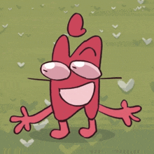 a cartoon drawing of a red cat with a heart on its head