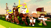 a group of cartoon characters are standing in front of a sign that says 340lylia