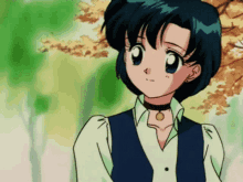 a girl with blue hair and a choker on her neck