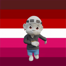 a cartoon character wearing a zhot hoodie