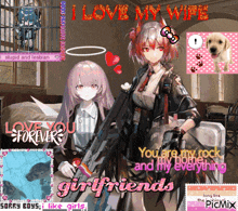 a picture of a girl holding a gun with the words " i love my wife " above her