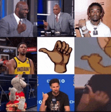 a collage of images including one of a basketball player wearing an indians jersey