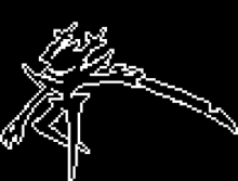 a black and white pixel art of a mosquito on a black background .