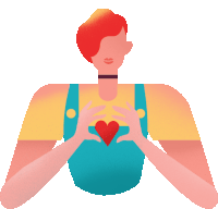 Androgynous Person Holding A Heart In Front Of Chest Sticker - Proudly Me Appreciation Crush Stickers