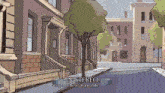 a cartoon drawing of a street with the words in stereo where available below it