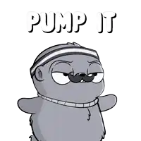 a cartoon character with a mustache and a headband says pump it