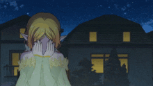 a girl with a sad look on her face stands next to a bottle with a red liquid inside