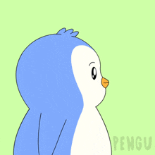 a penguin with the word who written on it
