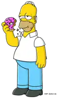 homer simpson from the simpsons is holding a pink donut in his hand