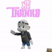 a cartoon character wearing a hoodie that says ' zhot ' on it